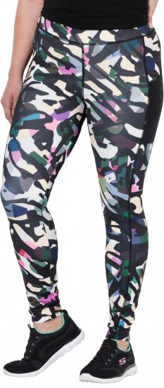 Ulla Popken Quick Drying Botanical Print Sport Leggings Black - Jeans & Bukser i Store Størrelser – Plus Size - Jeans og bukser, EU 42-70