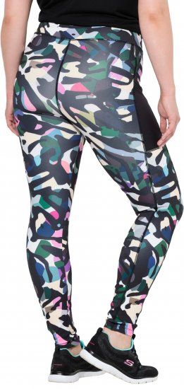 Ulla Popken Quick Drying Botanical Print Sport Leggings Black - Jeans & Bukser i Store Størrelser – Plus Size - Jeans og bukser, EU 42-70