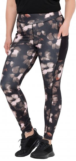 Ulla Popken Abstract Print Quick Dry Sports Leggings Black - Jeans & Bukser i Store Størrelser – Plus Size - Jeans og bukser, EU 42-70