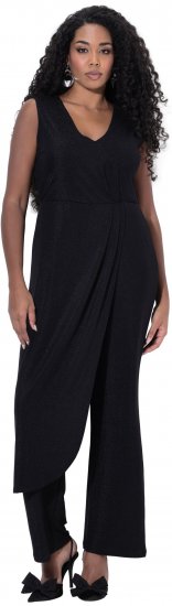 Ulla Popken Draped Sleeveless Glitter Jumpsuit Navy - Jeans & Bukser i Store Størrelser – Plus Size - Jeans og bukser, EU 42-70
