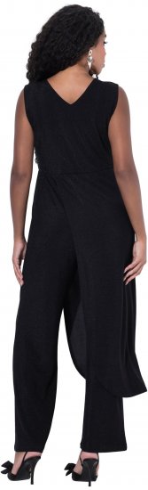 Ulla Popken Draped Sleeveless Glitter Jumpsuit Navy - Jeans & Bukser i Store Størrelser – Plus Size - Jeans og bukser, EU 42-70
