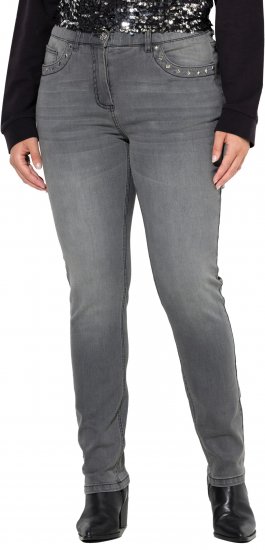 Ulla Popken Rivet Studded Stretch Fit Jeans Grey Denim - Jeans & Bukser i Store Størrelser – Plus Size - Jeans og bukser, EU 42-70