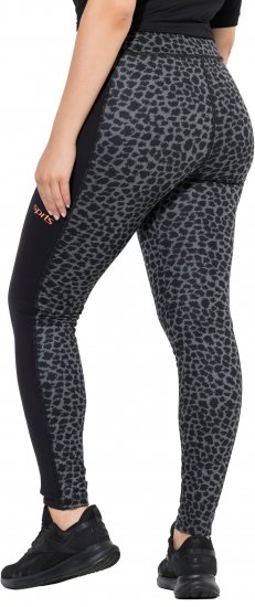 Ulla Popken Quick Drying Leopard Print Sport Leggings Black - Jeans & Bukser i Store Størrelser – Plus Size - Jeans og bukser, EU 42-70