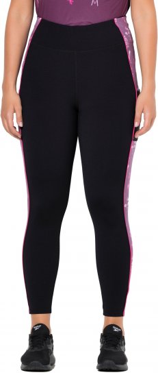 Ulla Popken Quick Drying Botanical Print Sport Leggings Black - Jeans & Bukser i Store Størrelser – Plus Size - Jeans og bukser, EU 42-70