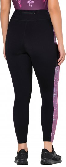 Ulla Popken Quick Drying Botanical Print Sport Leggings Black - Jeans & Bukser i Store Størrelser – Plus Size - Jeans og bukser, EU 42-70