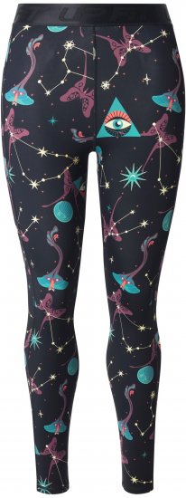 Ulla Popken Quick Drying Celestial Print Sport Leggings Black - Jeans & Bukser i Store Størrelser – Plus Size - 
