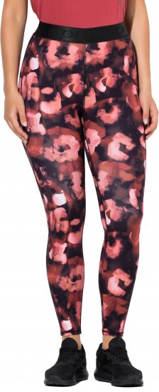 Ulla Popken Abstract Flower Print Performance Leggings Red - Jeans & Bukser i Store Størrelser – Plus Size - Jeans og bukser, EU 42-70