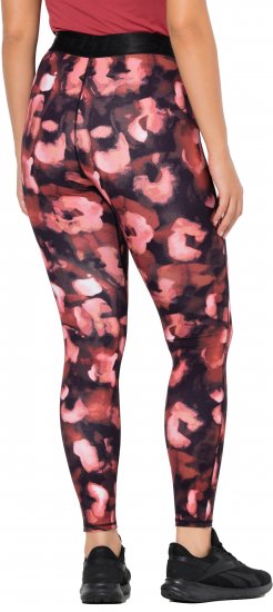 Ulla Popken Abstract Flower Print Performance Leggings Red - Jeans & Bukser i Store Størrelser – Plus Size - Jeans og bukser, EU 42-70
