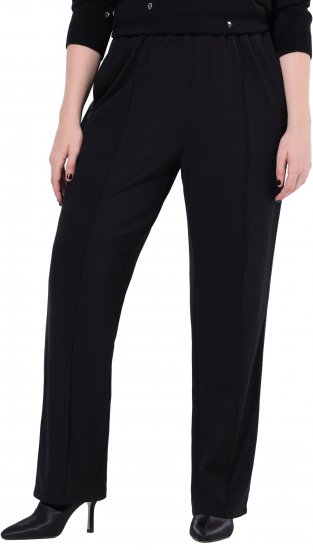 Ulla Popken Rose Wide Leg Stretch Waist Trousers Black - Jeans & Bukser i Store Størrelser – Plus Size - Jeans og bukser, EU 42-70