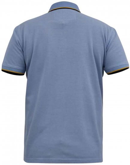 D555 Talbot Pique with Jacquard Collar Polo Shirt Blue - Polo- & piqueskjorter - Poloskjorte i store størrelser - 2XL-8XL