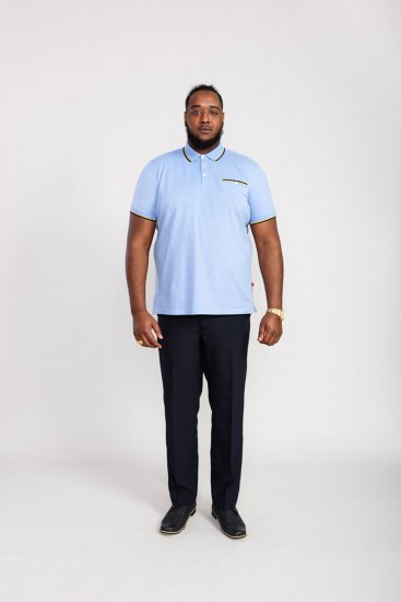 D555 Talbot Pique with Jacquard Collar Polo Shirt Blue - Polo- & piqueskjorter - Poloskjorte i store størrelser - 2XL-8XL