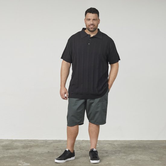 North Latitude 61329 Strikket Kortermet Pikétrøye Svart - Polo- & piqueskjorter - Poloskjorte i store størrelser - 2XL-8XL