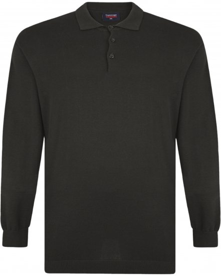 Espionage KW058 Knit Polo Jumper Black - Polo- & piqueskjorter - Poloskjorte i store størrelser - 2XL-8XL