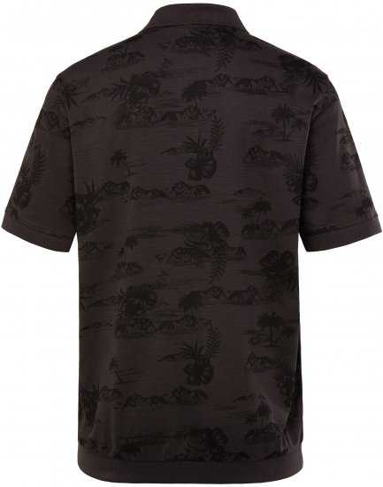 JP1880 Pique with All-over Print Polo Shirt TALL Black - TALL piqueskjorter - TALL poloskjorter med ekstra lengde