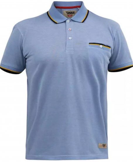 D555 Talbot Pique with Jacquard Collar Polo Shirt Blue - Polo- & piqueskjorter - Poloskjorte i store størrelser - 2XL-8XL