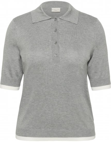 Kaffe Curve Lizzy Contrast Knitted Polo Grey Melange - Pikéskjorter - 