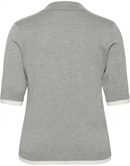 Kaffe Curve Lizzy Contrast Knitted Polo Grey Melange - Pikéskjorter - 
