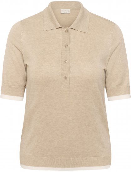 Kaffe Curve Lizzy Contrast Knitted Polo Feather Grey Melange - Pikéskjorter - 