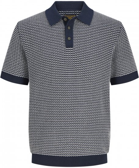 Jack & Jones Blukingsley Knitted Short Sleeve Polo Navy - Skjorter - Store skjorter - 2XL-8XL