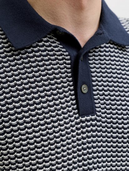 Jack & Jones Blukingsley Knitted Short Sleeve Polo Navy - Skjorter - Store skjorter - 2XL-8XL