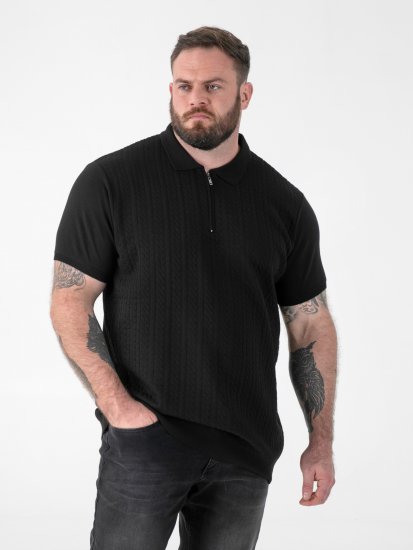 D555 Kennedy Cable Knitted Polo Black - Polo- & piqueskjorter - Poloskjorte i store størrelser - 2XL-8XL