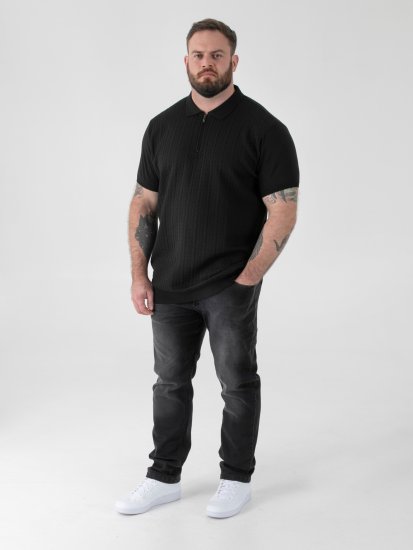 D555 Kennedy Cable Knitted Polo Black - Polo- & piqueskjorter - Poloskjorte i store størrelser - 2XL-8XL