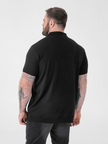 D555 Kennedy Cable Knitted Polo Black - Polo- & piqueskjorter - Poloskjorte i store størrelser - 2XL-8XL