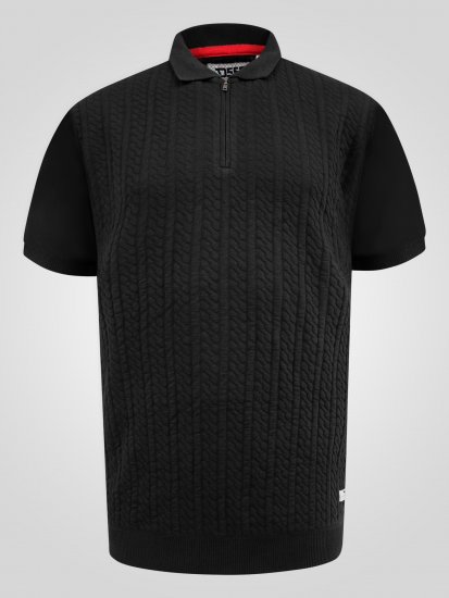 D555 Kennedy Cable Knitted Polo Black - Polo- & piqueskjorter - Poloskjorte i store størrelser - 2XL-8XL