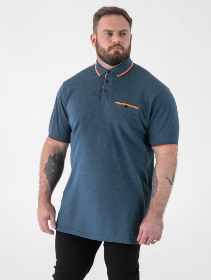 D555 Harvey Pique with Jacquard Collar & Cuffs Polo Teal - Polo- & piqueskjorter - Poloskjorte i store størrelser - 2XL-8XL