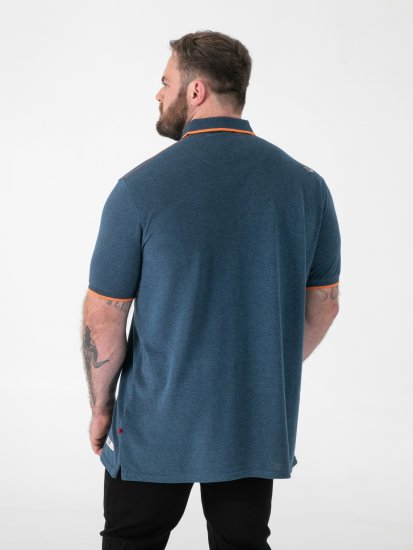 D555 Harvey Pique with Jacquard Collar & Cuffs Polo Teal - Polo- & piqueskjorter - Poloskjorte i store størrelser - 2XL-8XL