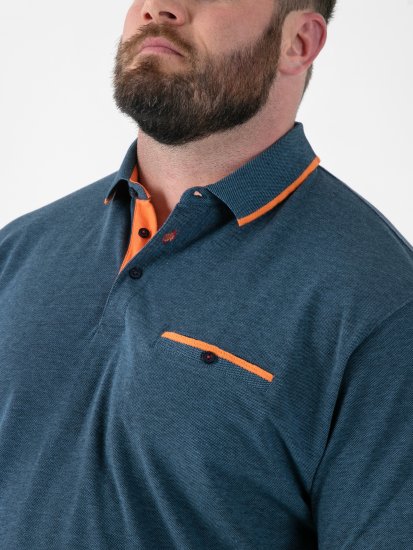 D555 Harvey Pique with Jacquard Collar & Cuffs Polo Teal - Polo- & piqueskjorter - Poloskjorte i store størrelser - 2XL-8XL