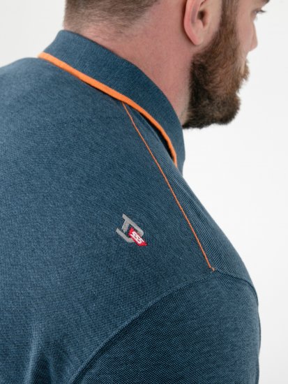 D555 Harvey Pique with Jacquard Collar & Cuffs Polo Teal - Polo- & piqueskjorter - Poloskjorte i store størrelser - 2XL-8XL