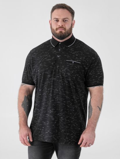 D555 Murphy Jacquard Collar And Cuff With Chest Pocket Polo Black - Polo- & piqueskjorter - Poloskjorte i store størrelser - 2XL-8XL