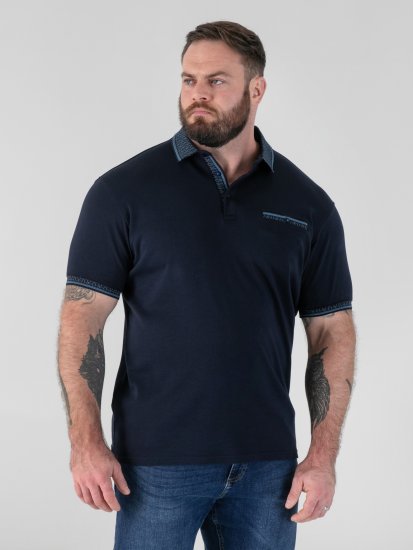 D555 Barret Interlock Jacquard Collar & Cuffs Polo Navy - Polo- & piqueskjorter - Poloskjorte i store størrelser - 2XL-8XL
