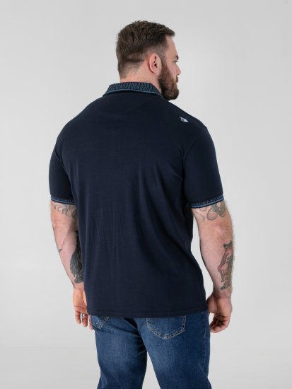 D555 Barret Interlock Jacquard Collar & Cuffs Polo Navy - Polo- & piqueskjorter - Poloskjorte i store størrelser - 2XL-8XL