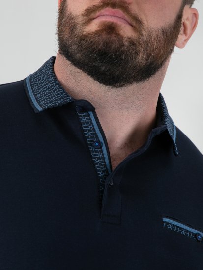 D555 Barret Interlock Jacquard Collar & Cuffs Polo Navy - Polo- & piqueskjorter - Poloskjorte i store størrelser - 2XL-8XL