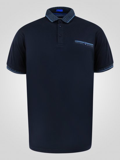 D555 Barret Interlock Jacquard Collar & Cuffs Polo Navy - Polo- & piqueskjorter - Poloskjorte i store størrelser - 2XL-8XL
