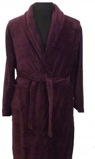 Espionage PJ068 Plain Fleece Gown Burgundy - Badekåper/morgenkåper/håndklær - Badekåper/Morgenkåper for menn i store størrelser