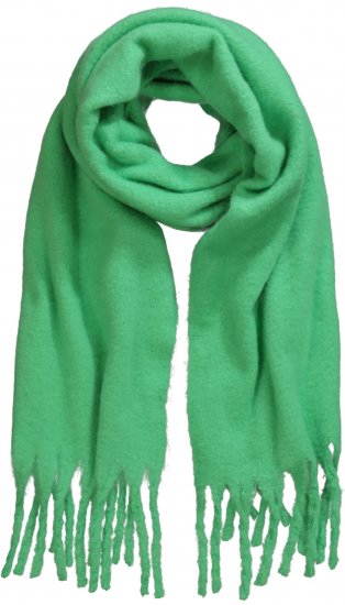 Ulla Popken Trendy Boucle Yarn Fringe Knit Scarf Green - Tilbehør - 