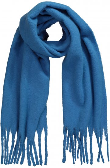Ulla Popken Trendy Boucle Yarn Fringe Knit Scarf Teal Blue - Tilbehør - 