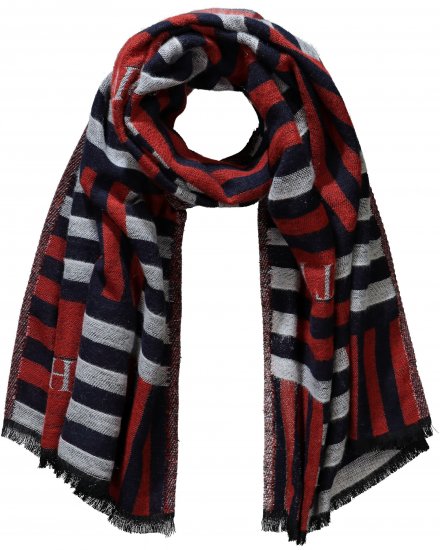 Ulla Popken Be Happy Statement Print Scarf Navy - Tilbehør - 