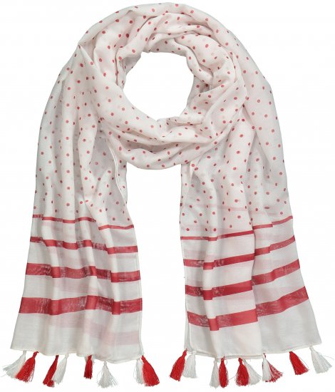 Ulla Popken Dot Print Tassel Accent Scarf Red - Tilbehør - 