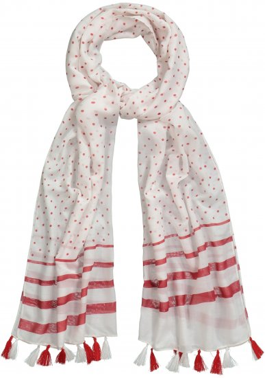 Ulla Popken Dot Print Tassel Accent Scarf Red - Tilbehør - 