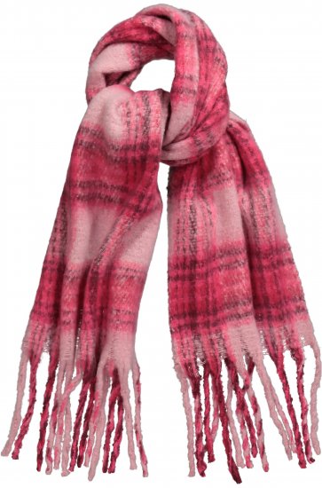 Ulla Popken Plaid Long Fringe Scarf Aubergine - Tilbehør - 