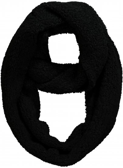 Ulla Popken Teddy Fleece Infinity Scarf Black - Tilbehør - 