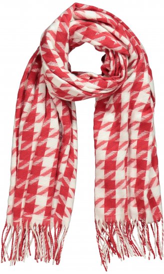 Ulla Popken Houndstooth Fringed Hem Scarf Salsa - Tilbehør - 