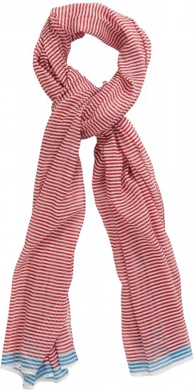 Ulla Popken Thin Stripe Color Contrast Scarf Salsa - Tilbehør - 