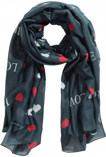 Ulla Popken Love Lightweight Scarf Navy - Tilbehør - 