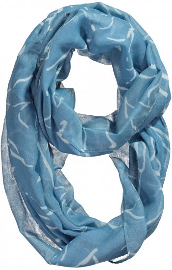 Ulla Popken Patterned Infinity Scarf Blue - Tilbehør - 