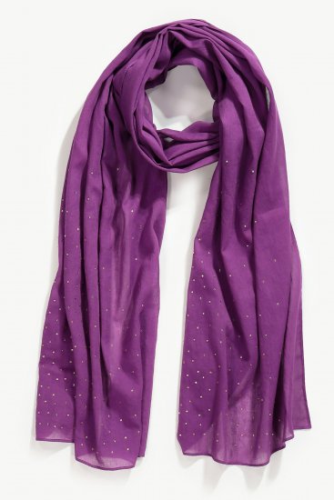 Ulla Popken Rhinestone Scarf Purple - Tilbehør - 